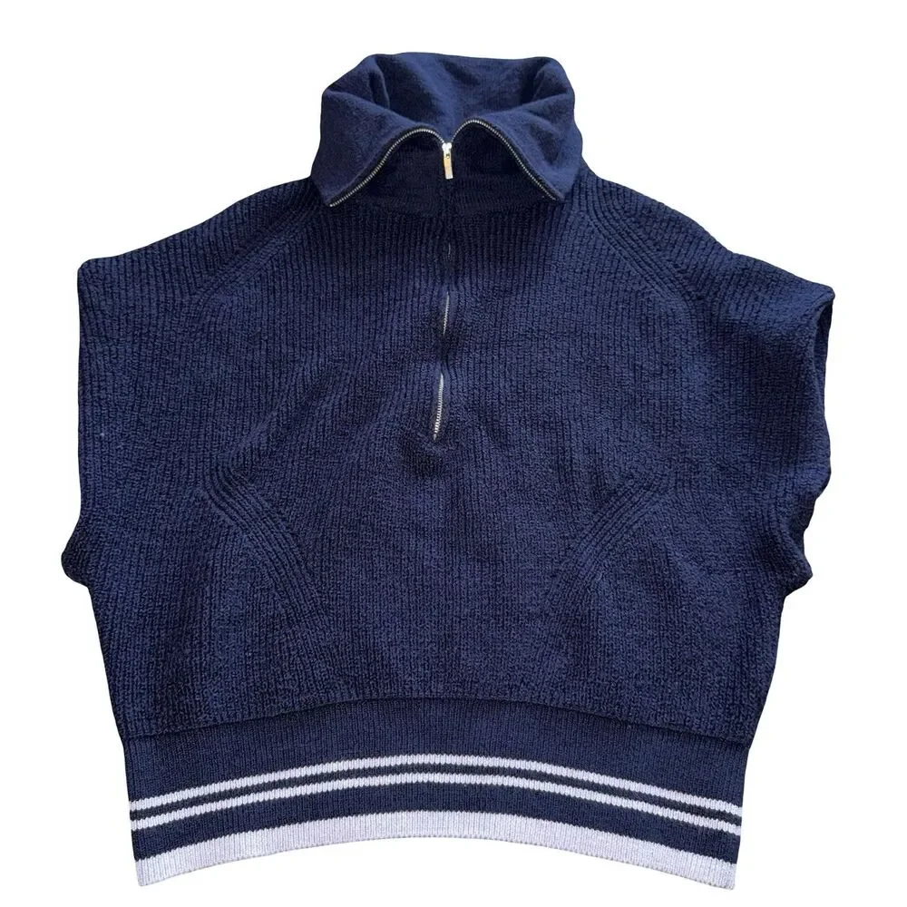 Maeve Navy Blue Sweater Vest Turtleneck Size XL Nautical Preppy‎ Classic